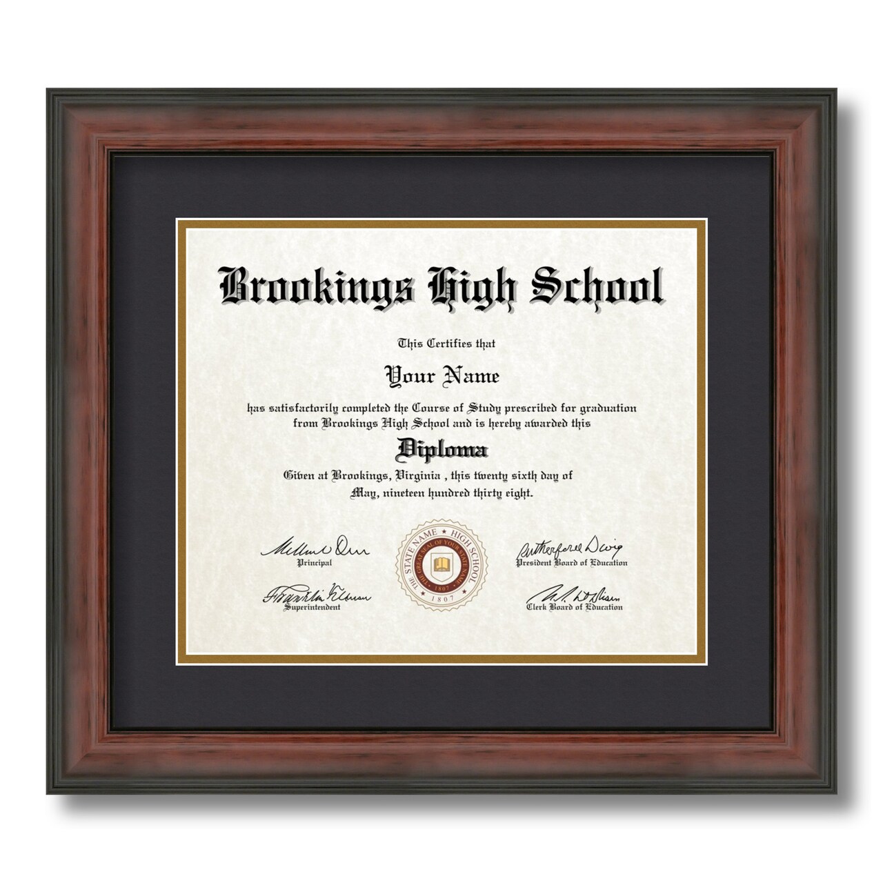 ArtToFrames 10x12 inch Diploma Frame - Framed with Black and Gold Mats, Comes with Regular Glass and Sawtooth Hanger for Wall Hanging (D-10x12)